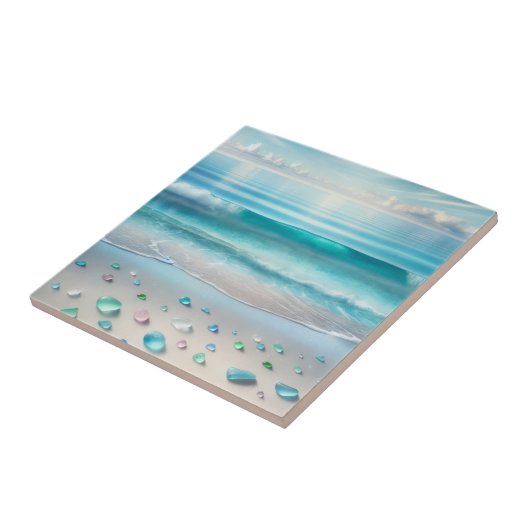 Hübsche Blaue Ozeanwellen und Meerglas Fliese (Seite)