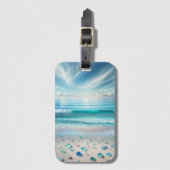 Hübsche Blaue Ozeanwellen und Meerglas Gepäckanhänger (Vorderseite Vertikal)