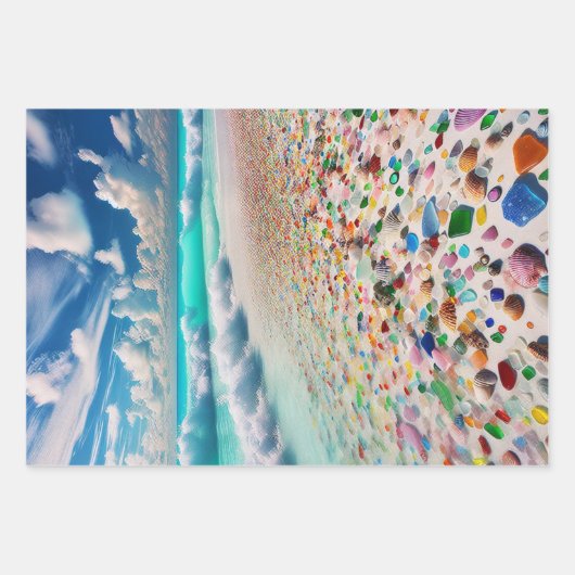 Hübsche Blaue Ozeanwellen und Meerglas Geschenkpapier Set (Vorderseite 3)