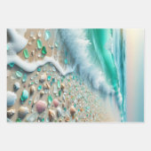 Hübsche Blaue Ozeanwellen und Meerglas Geschenkpapier Set (Vorderseite 2)