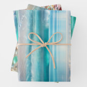 Hübsche Blaue Ozeanwellen und Meerglas Geschenkpapier Set (Beispiel)