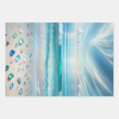 Hübsche Blaue Ozeanwellen und Meerglas Geschenkpapier Set (Vorderseite)