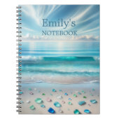 Hübsche Blaue Ozeanwellen und Meerglas Personalisi Notizblock (Vorderseite)