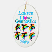 HÜBSCHE BLAUE PERSONALISIERT GYMNASTICS ORNANATION KERAMIKORNAMENT (Links)