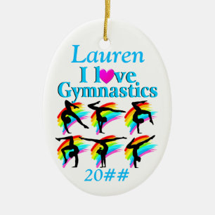 HÜBSCHE BLAUE PERSONALISIERT GYMNASTICS ORNANATION KERAMIKORNAMENT