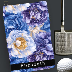 Hübsche Blaue Pfingstrose Personalisiert Golfhandtuch
