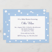 Hübsche blaue Polka-Punkte Einladung (Vorne/Hinten)