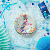 Hübsche Blaue Rosa Vogel Blumen Papier Schüssel Pappteller (Party)