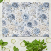 Hübsche Blaue Rose Floral Aquarell  Geschirrtuch (Gefaltet)