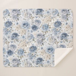 Hübsche Blaue Rose Floral Aquarell Sherpadecke