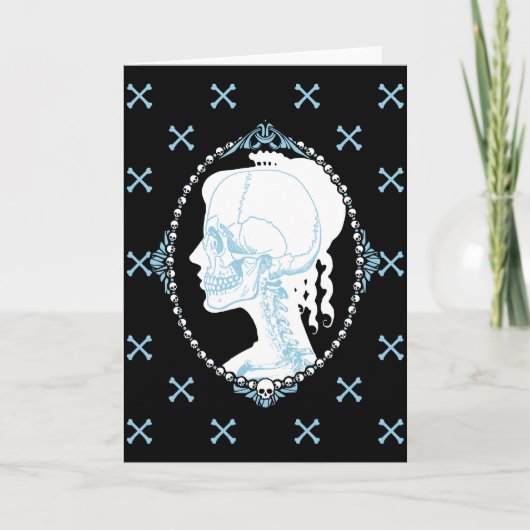 Hübsche blaue Schädel-Miniatur Karte (Vorderseite)