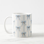 Hübsche blaue Schleifen & Streifen Kaffeetasse (Links)