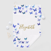 Hübsche Blaue Schmetterlinge Benutzername Golfhand Golfhandtuch (Insitu)