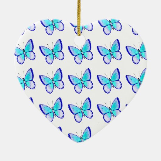 Hübsche blaue Schmetterlinge Keramikornament (Hinten)