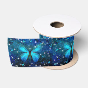 Hübsche blaue Schmetterlinge Satinband