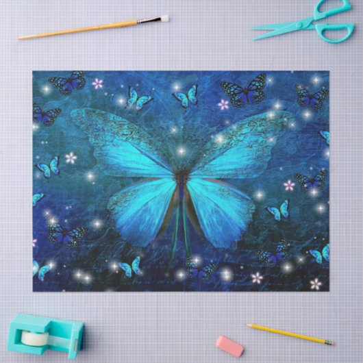 Hübsche blaue Schmetterlinge Seidenpapier (Basteln)