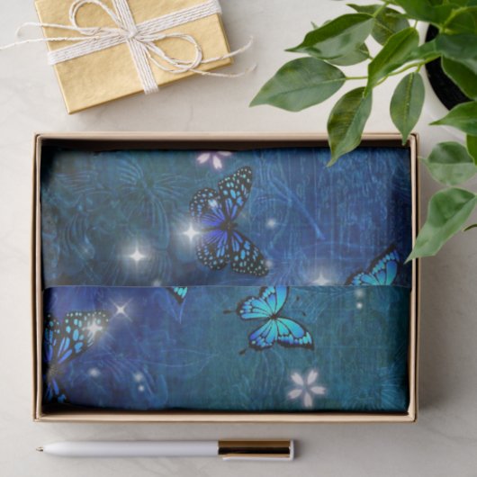 Hübsche blaue Schmetterlinge Seidenpapier (Geschenk)