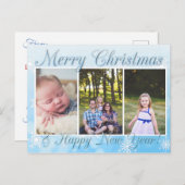 Hübsche Blaue Schneeflocken Frohe Weihnachten Neue Postkarte (Vorne/Hinten)
