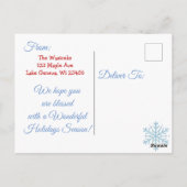 Hübsche Blaue Schneeflocken Frohe Weihnachten Neue Postkarte (Rückseite)