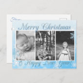 Hübsche Blaue Schneeflocken Frohe Weihnachten Neue Postkarte (Vorne/Hinten)