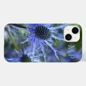 Hübsche Blaue See-Holly-Distel-Monogramm Case-Mate iPhone Hülle (Rückseite (Horizontal))