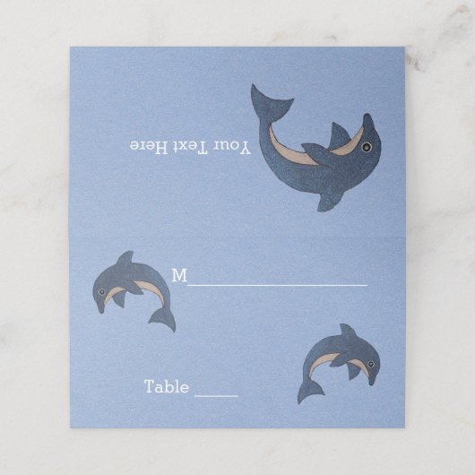 Hübsche Blaue Springdelfine Weißstomachs Platzkarte (Außenseite Aufgefaltet)