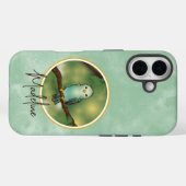 Hübsche blaue süße Vogelmalerei mit individuellem  Case-Mate iPhone Hülle (Rückseite (Horizontal))