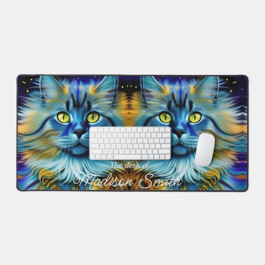 Hübsche Blaue Tigerkatze Schreibtischunterlage (Tastatur & Maus)