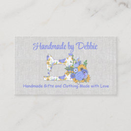 Hübsche blaue und gelbe Blumennähmaschine Visitenkarte