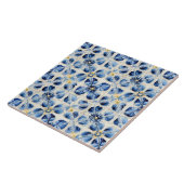 Hübsche blaue und gelbe florale Vintage Fliese (Seite)