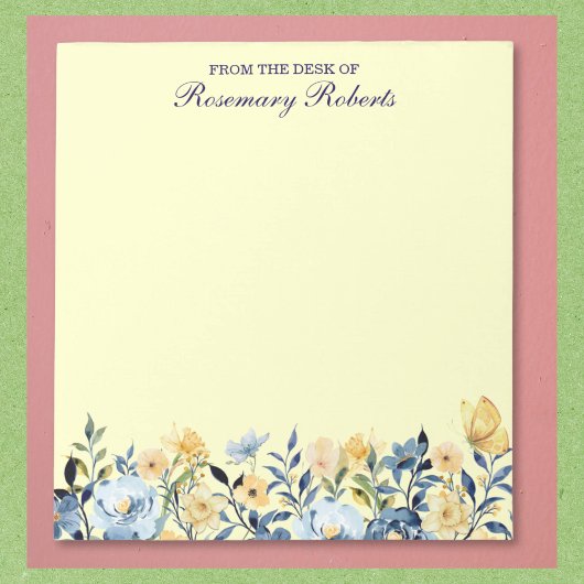Hübsche blaue und gelbe Wildblumen Notepad Notizblock