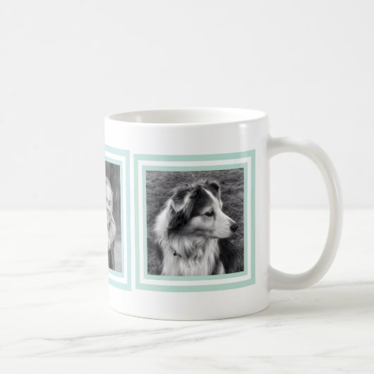 Hübsche blaue und grüne Instagram Foto-Quadrate Kaffeetasse (Rechts)