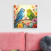 Hübsche blaue und grüne Sittiche Leinwanddruck (Insitu (Wohnzimmer))