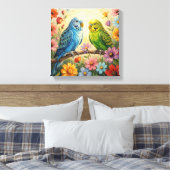 Hübsche blaue und grüne Sittiche Leinwanddruck (Insitu (Schlafzimmer))