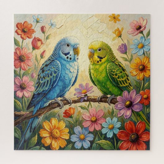 Hübsche blaue und grüne Sittiche Puzzle (Vertikal)