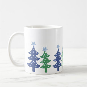 Hübsche blaue und grüne Weihnachtsbäume Kaffeetasse