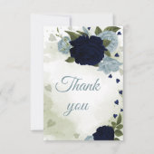 hübsche blaue und staubblaue Blumen Dankeskarte (Vorderseite)