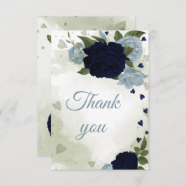 hübsche blaue und staubblaue Blumen Dankeskarte