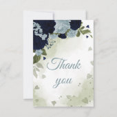 hübsche blaue und staubblaue Blumen Dankeskarte (Vorderseite)