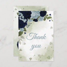 hübsche blaue und staubblaue Blumen Dankeskarte