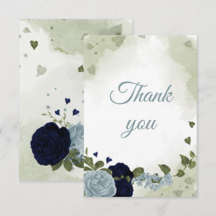 hübsche blaue und staubblaue Blumen Dankeskarte