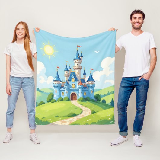 Hübsche blaue und weiße Burg Fleecedecke (Beispiel)