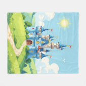 Hübsche blaue und weiße Burg Fleecedecke (Vorderseite (Horizontal))