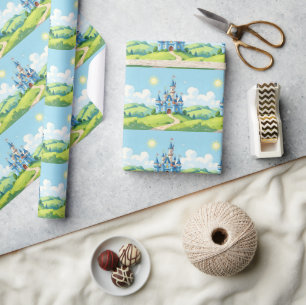 Hübsche blaue und weiße Burg Geschenkpapier
