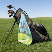 Hübsche blaue und weiße Burg Golfhandtuch (Gras)