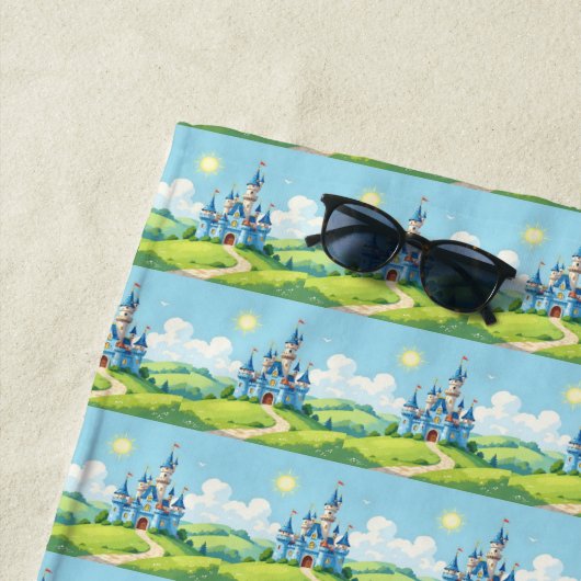Hübsche blaue und weiße Burg Strandtuch (Beispiel)