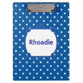 Hübsche blaue und weiße Polka-Punkte Klemmbrett (Vorderseite)