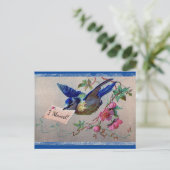 Hübsche Blaue Vogel Ich zog Postkarte (Stehend Vorderseite)
