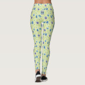 Hübsche blaue Wasserfarben-Blume auf Gelb Leggings (Rückseite)