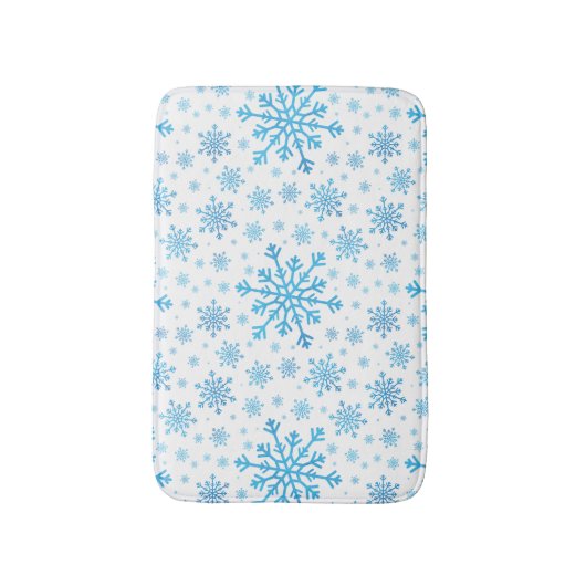 Hübsche Blaue Weihnachtsschneeflocken im Winter We Badematte (Vorderseite Vertikal)